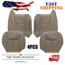 Driver & Passenger Leather Seat Cover Med Tan For 2003-2006 GMC Sierra 1500 2500