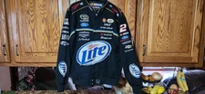 Brad Keselowski Miller Lite Nascar Jacket JH Design Men's Size Med Black Patches