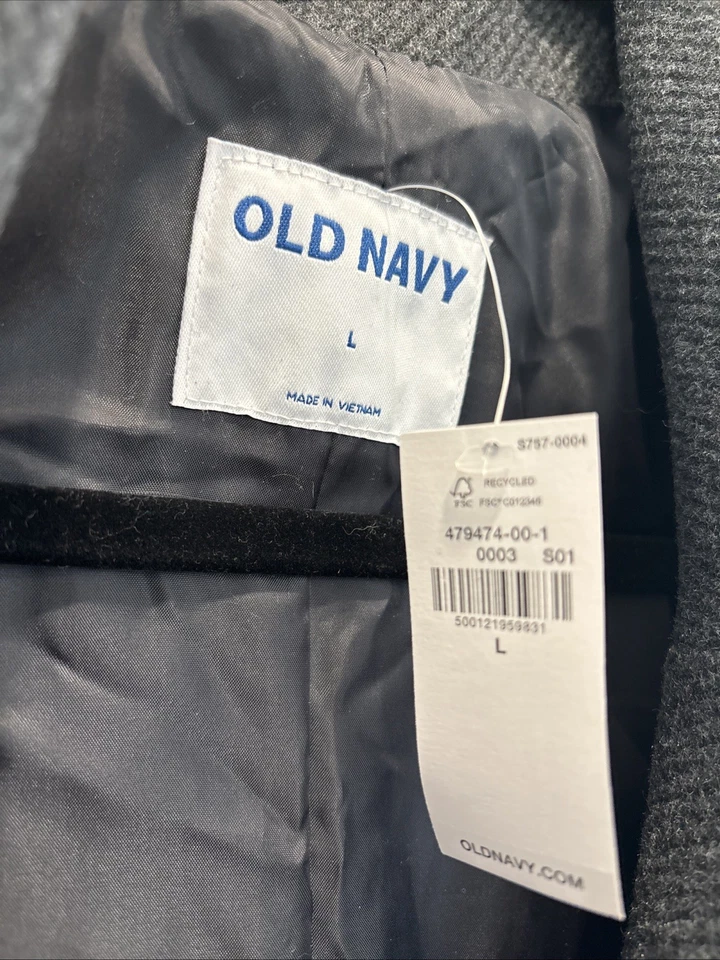 Old Navy NWT Grey Double Breasted Belted Classic Trench Coat Jacket Size L - Image 3 of 4