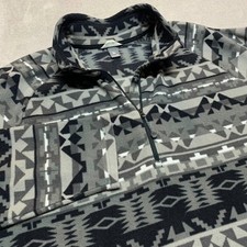Eddie Bauer Fleece Black White Aztec Print 1/4 Zip Pullover Sweater Womens 2XL