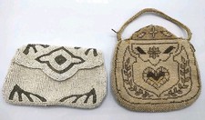 2 Vintage Small Glass Bead Beaded Purses Purse Wristlet Belgium Czechoslovakia
