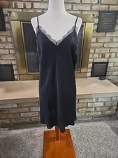 Victoria  s Secret Silky Eyelash Lace Trim Chemise Slip Dress Womans Sz Large