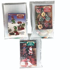 Needlecraft Shop Christmas Trimmings Plastic Canvas Kits Set of 3 Elves, Santa
