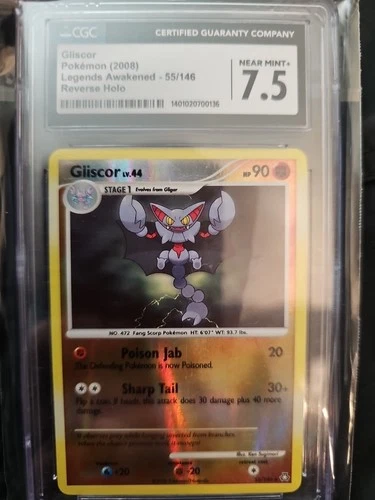 Pokémon TCG Gliscor Lv 44 Legends Awakened Reverse Holo CGC 7.5 Graded NM+