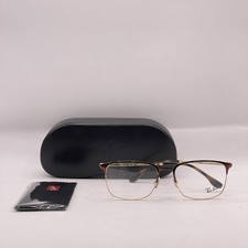 Ray Ban Unisex Square Thin Metal Eyeglasses RX6494 Havana On Gold