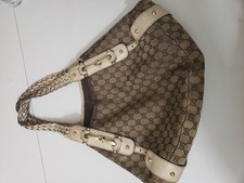 Authentic Gucci GG Canvas Large Tote Bag Ivory Leather Made in Italy