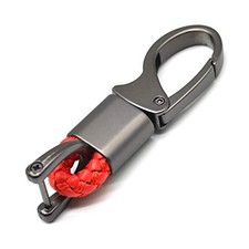 Car Key Fob Keychains Leather Holder Key Chain Sturdy Metal with D-Ring for Red