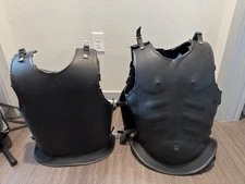 Steel Medieval Knight Spartan Muscle Armor Breastplate - 2 Back Plates - Black