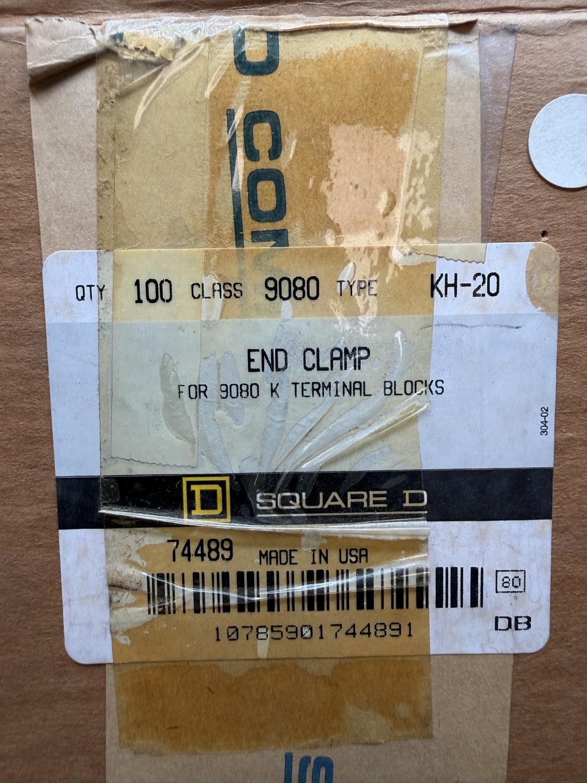 Square D 9080 KH-20 74489 End Clamp 9080K Terminal Blocks Plastic USA 100ct