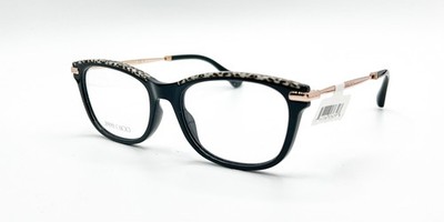 NEW JIMMY CHOO JC248 FP3 BLACK GOLD BLACK LEOPARD AUTHENTIC EYEGLASSES 53-18