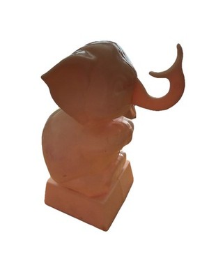 Vintage Pink Elephant Plastic Mechanical Bank Works