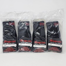 4 Pair Black Snap On Crew Socks Large Made in USA Size 7-12 Factory Sealed NEW