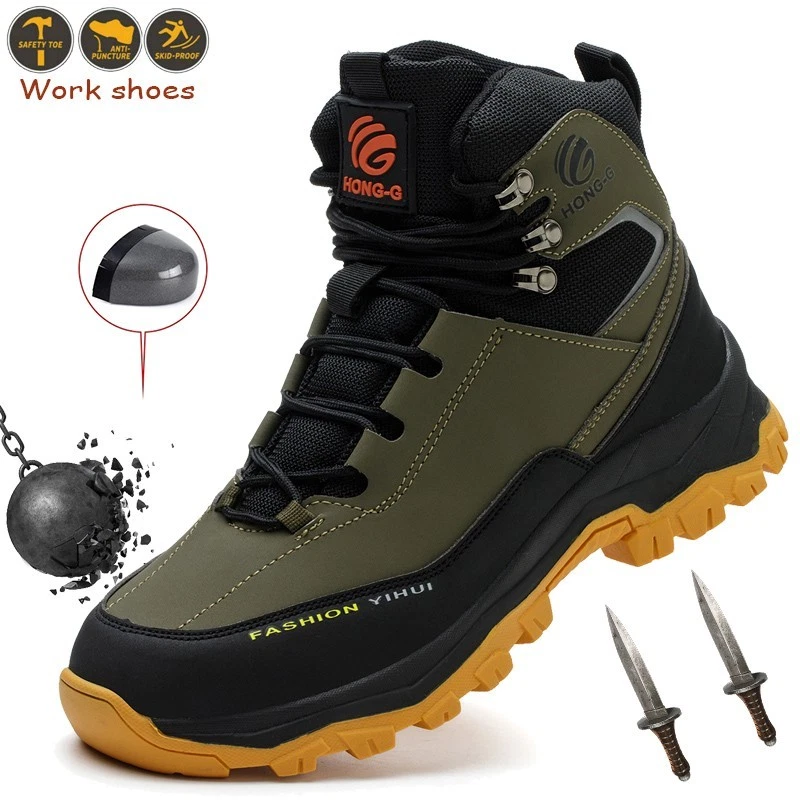 Steel Toe Safety Shoes for Men Lightweight Work Sneakers Puncture Proof Shoes