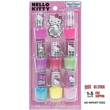 Hello Kitty 8 Pack Nail Polish,Water-Based, Non-Toxic, Peel-Off Set Girls