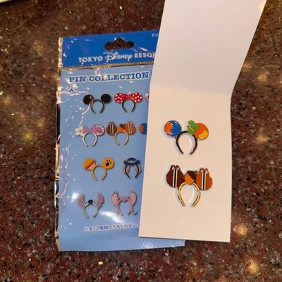 Disney Pin Badge Cat Ears Headband Goofy & Chip & Dale   2 Pc Set Used Opened