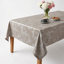Grey/Silver Metallic Jacquard Wedding Tablecloth Stardust Polyester Dining Cover