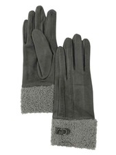 Womens Soft Gray Buckle Stretch Fit Texting  Tech Touchscreen Gloves