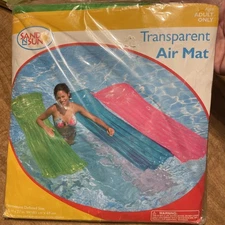 Intex Sand N Sun Green Transparent Air Mat Pool Float 6 Ft X 27” Sealed