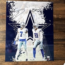 Trevon Diggs Stephon Gilmore Signed 16x20 Photo Dallas Cowboys PIA/JSA