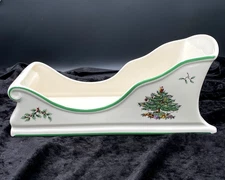 Vtg. Spode (Made/England) Christmas Tree Centerpiece Sleigh, 13.5", S3324, MINT