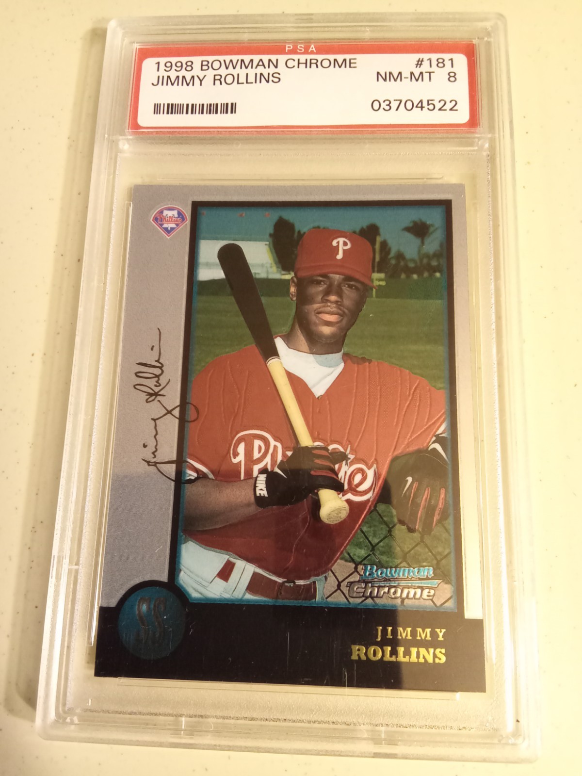 1998 Bowman Chrome Jimmy Rollins #181 Graded PSA 8 Rookie Baseball Card RC