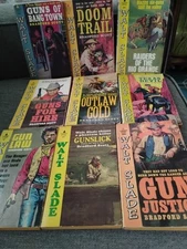 9 Walt Slade Paperbacks By Bradford Scott 7  1st Printing  Gun Law/ Gunslick 2nd