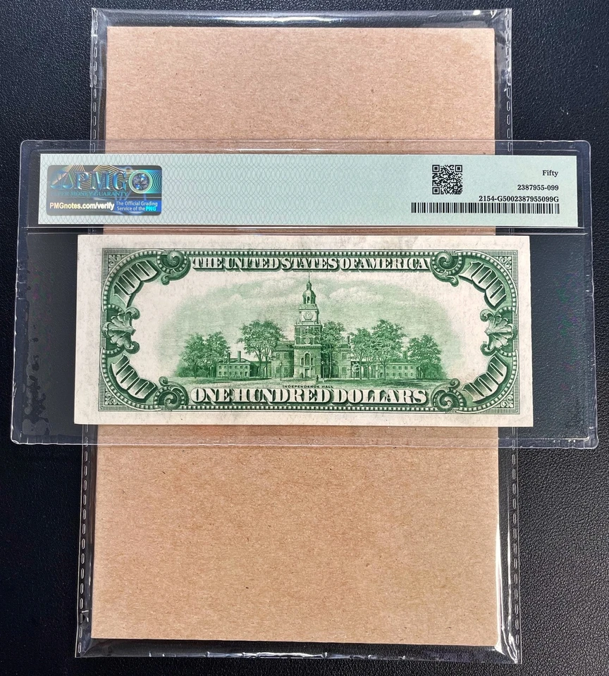 Fr. 2154-G 1934B $100 Federal Reserve Note Chicago PMG 50 - AU - Image 2 of 2