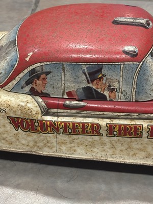 1950'S MARX VOLUNTEER FIRE DEPT CAR RARE TIN LITHO 20 INCHES LONG