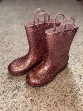 EUC Western Chief Pink Glitter Rain Boots size 1 little kid