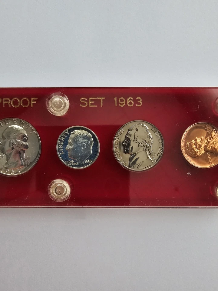 SILVER 1963 5 COIN P MINT SET UNGRADED CIRCULATED 3 SILVER 2 CLAD COINS - Image 4 of 4