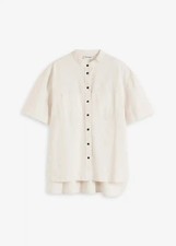 Kurzärmliges Hemd aus feinem Viskose-Mix Gr. 46 Cremeweiß Damen Hemdbluse Neu*