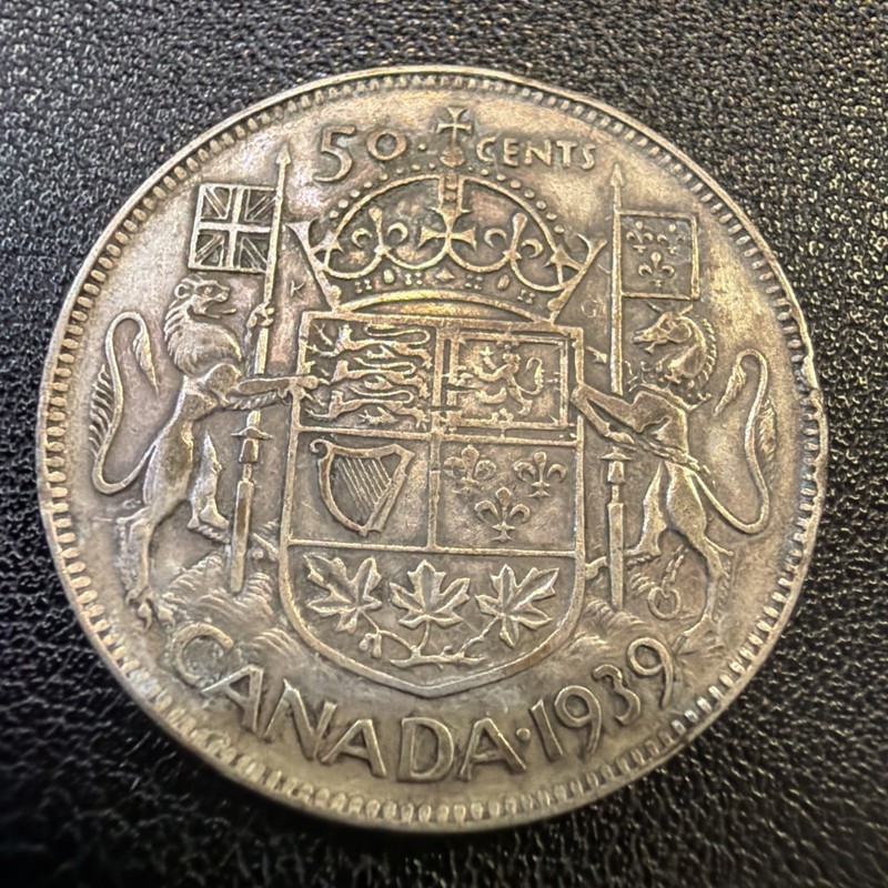 1939 Canada 50 Cents Silver Half Dollar Coin Gu411
