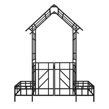 Metal Garden Arch w/ Gate w/ planter,Climbing Plants Support Rose Arch Outdoor