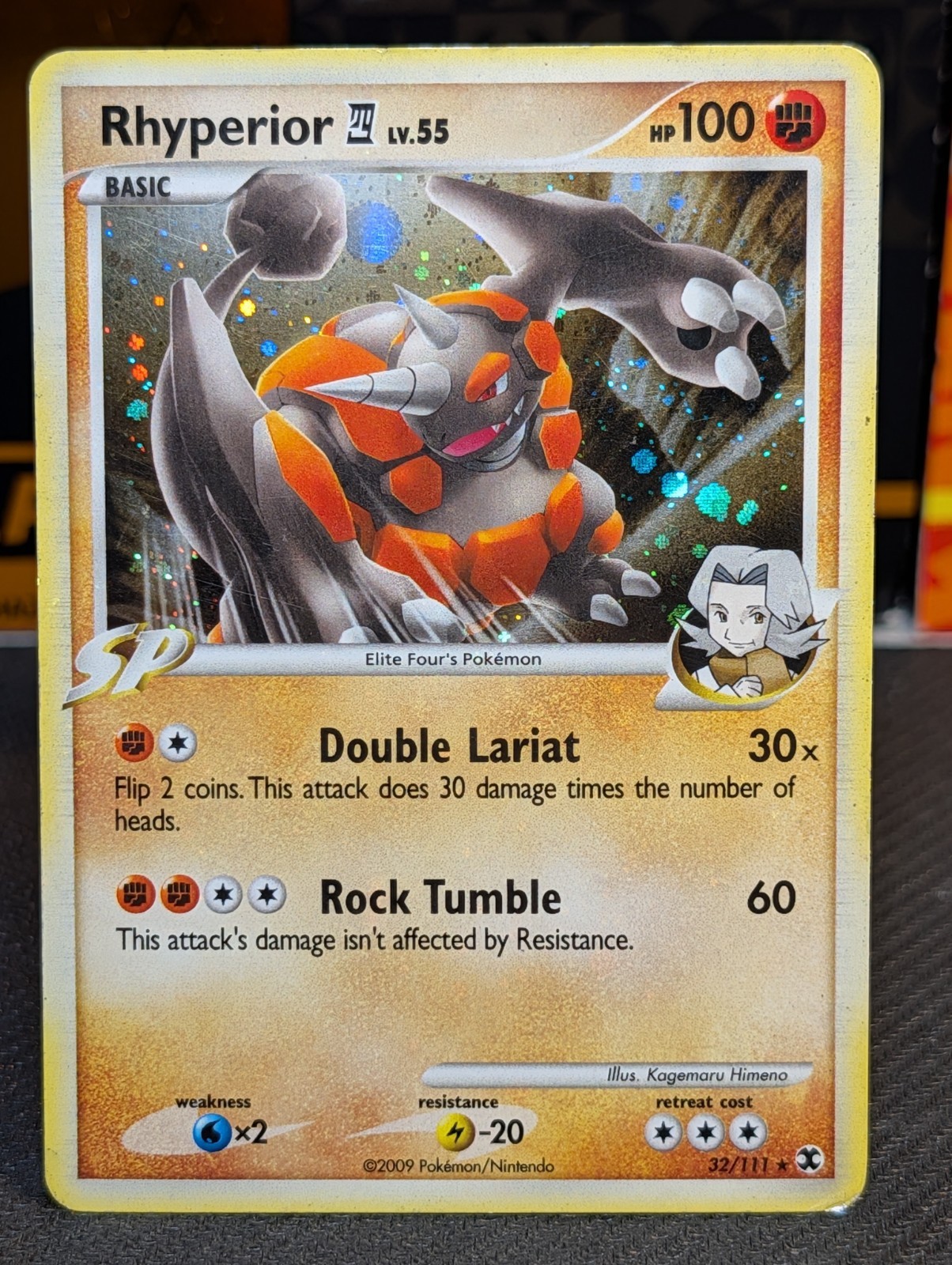 Pokémon Rhyperior E4 Holo SP Card 32/111 Rising Rivals Basic 2009 Moderate Play