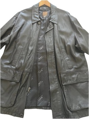 Neiman Marcus Collection Men's Black Leather Car Coat/ Barn Jacket Sz M luxury 