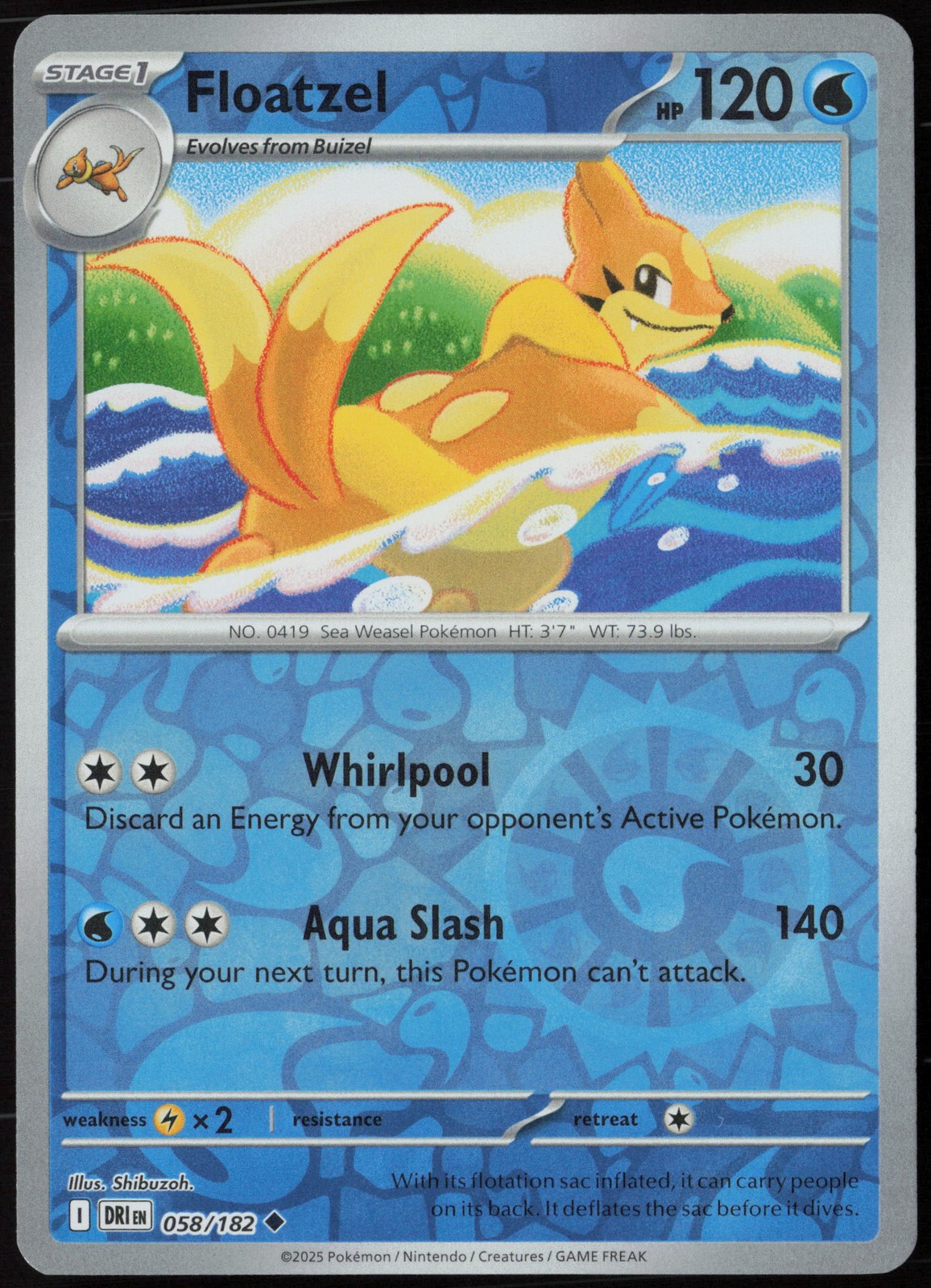 Floatzel 058/182 SV10: Destined Rivals Uncommon Reverse Holofoil EN Pokemon NM