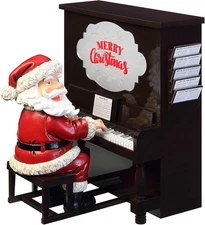 Animated Sing along Piano Santa Christmas Décor, Plays 12 Songs, Battery Operate