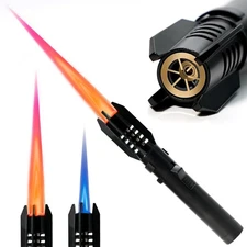 Camping Lighter, Torch Straight Flame Bright Fire Refillable Black 