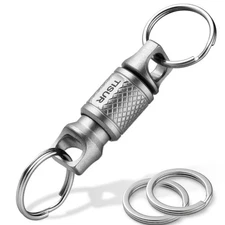 Tisur Titanium Keychain With Detachable Quick Release Carabiner And Key Ring (G_