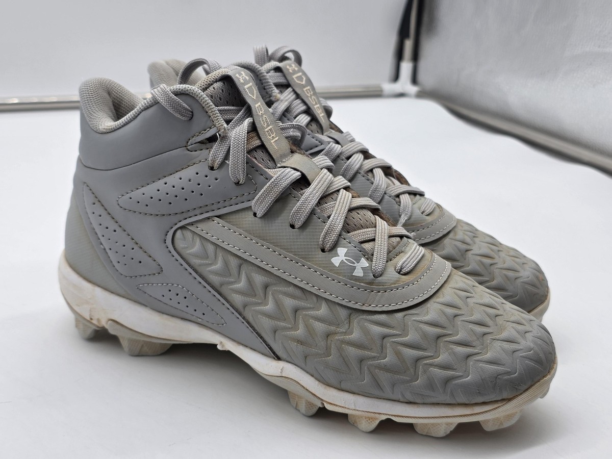 Under Armour Shoes Youth 3.5Y Gray Leadoff Mid 3.0 BSBL Baseball