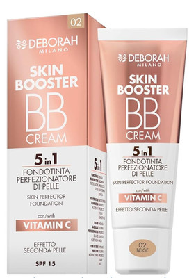 DEBORAH Make Up BB Cream Booster Nr.02 Beige Feuchtigkeitsspendend Aufhellend Vitamin C
