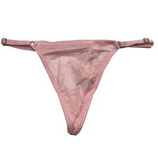 NWT VICTORIA'S SECRET V String Pantie Sz S-M-L Pink Silky Satin
