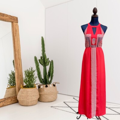 THML Women's S Embroidered Beaded Front Maxi Dress Orange | eBay THML Women's S Embroidered Beaded Front Maxi Dress Orange | eBay