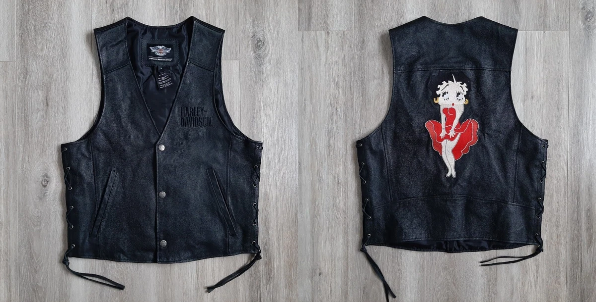 Harley Davidson Leather Vest Jacket Size M RN 103819 eBay
