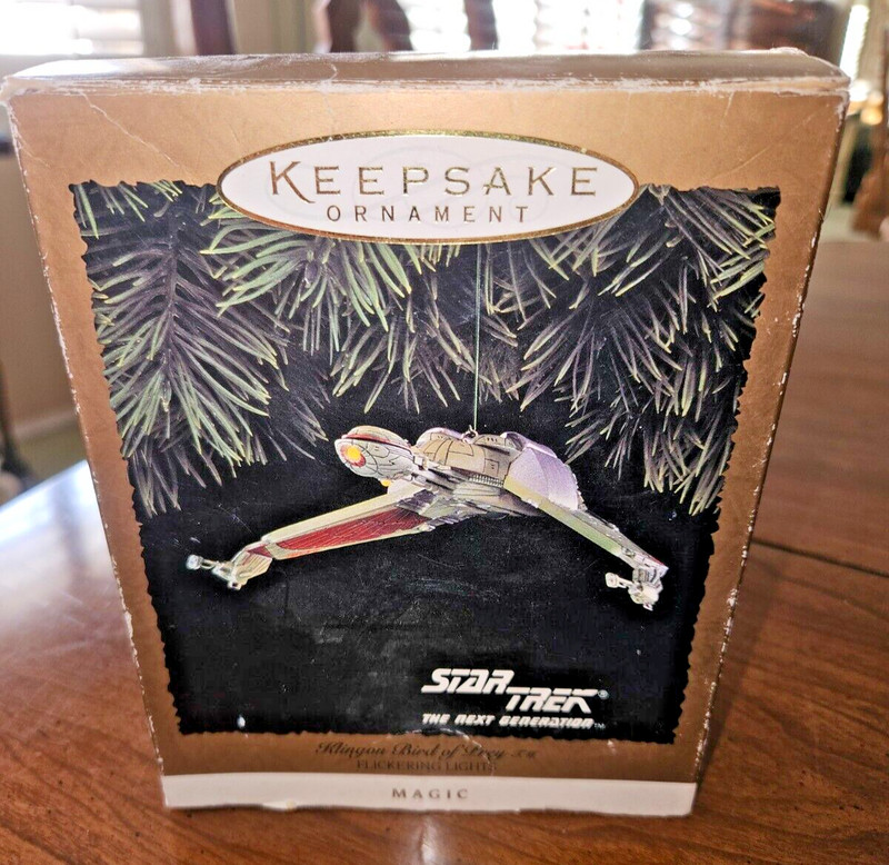 1994 Hallmark Keepsake Ornament Star Trek Klingon Bird of Prey Lights In Box