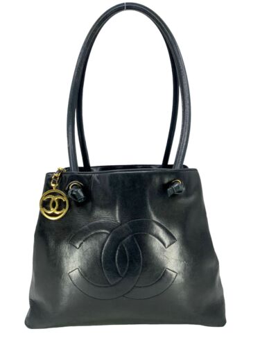 CHANEL Vintage Lambskin Leather CC Logo Tote Bag - image 1