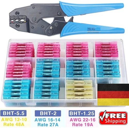 Stoßverbinder Schrumpfverbinder Kabelverbinder Quetsch Wasserdicht Schrumpfbar - Bild 19 von 24