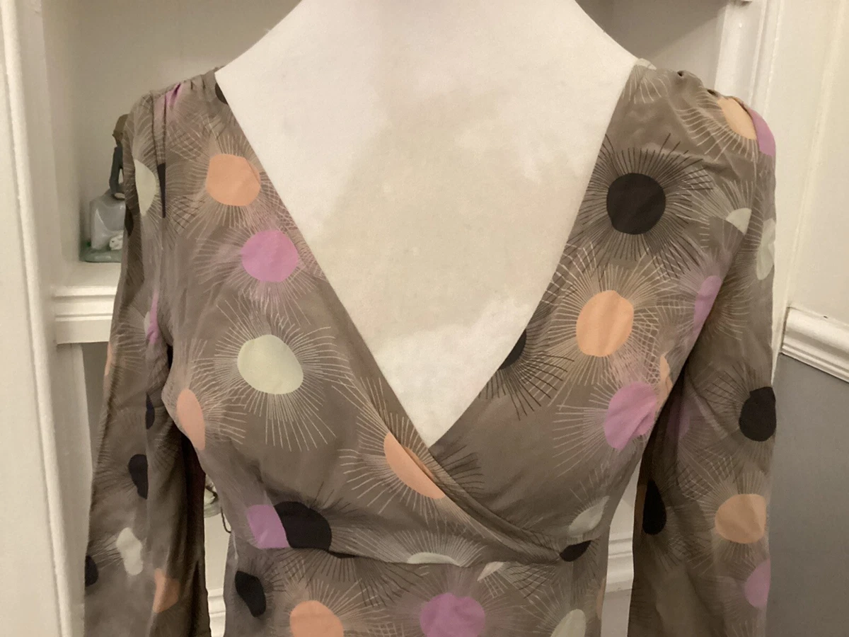 Reiss Mini Fireworks Spot Silk Long Sleeve Dress Size 10 Excel eBay