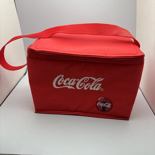 Coca-Cola Cooler 6 Can Soft Sided Insulated Lunch Bag w/Strap Logo Vintage