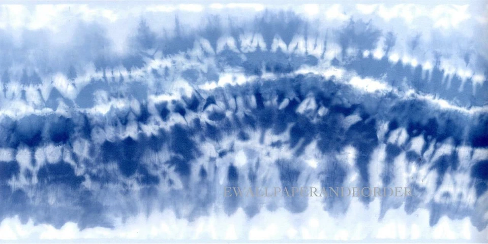 Borde de papel tapiz tie dye azul acuarela, prepegado, 15 pies x 8,5 pulgadas Foto 3 de 4